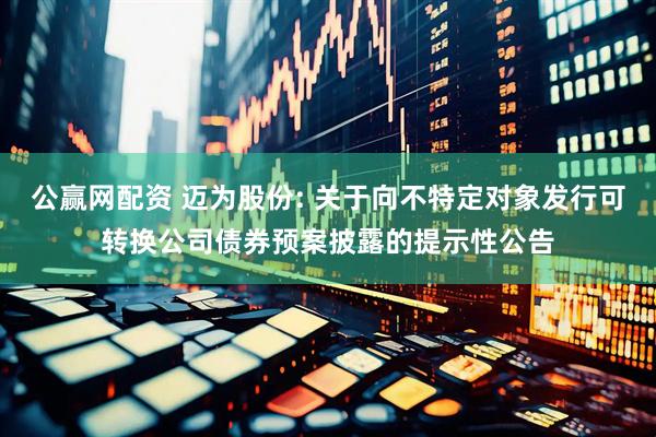 公赢网配资 迈为股份: 关于向不特定对象发行可转换公司债券预案披露的提示性公告