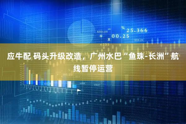 应牛配 码头升级改造，广州水巴“鱼珠-长洲”航线暂停运营