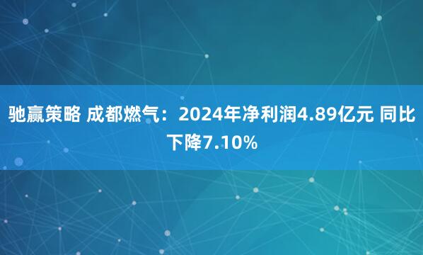 驰赢策略 成都燃气：2024年净利润4.89亿元 同比下降7.10%