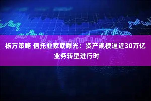 杨方策略 信托业家底曝光：资产规模逼近30万亿 业务转型进行时